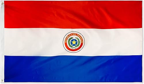 DANF - Bandera de Paraguay de 3 x 5 pies, banderas nacionales paraguayas, poliéster con ojales de latón, bandera de 3 x 5 pies