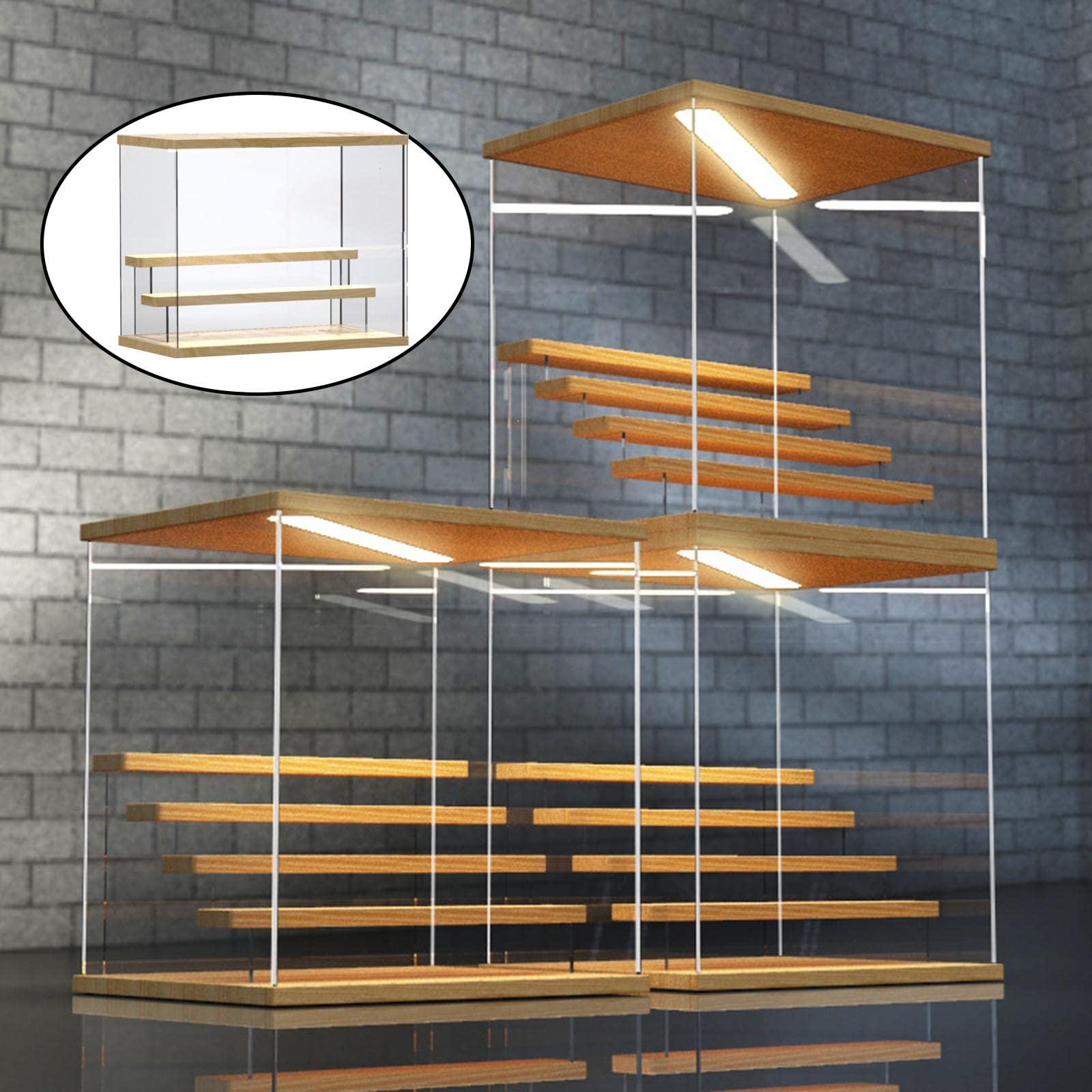 Elegante Expositor de Acrílico con Luces LED para Perfumes Y Postres, 3 Pasos, Individual