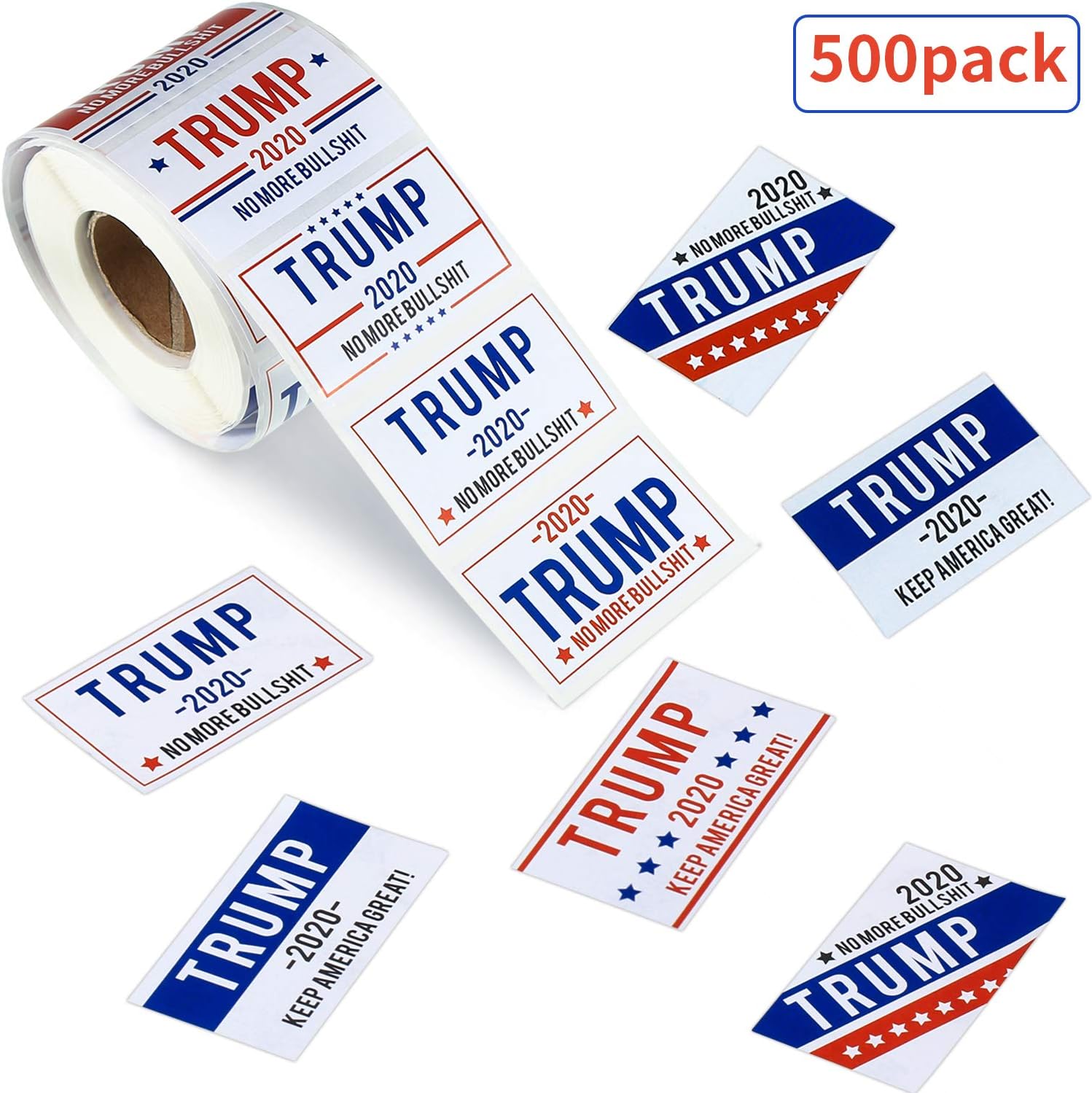 500 Pieces Trump 2020 Stickers Patriotic Election Stickers Waterproof Trump 2020 Decals for Election Day Parade Celebrations, 8 Patterns