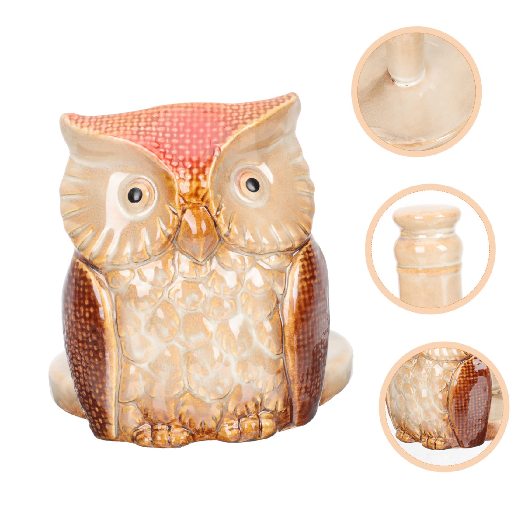 SHINEOFI Portarotolo Di Carta in Ceramica Organizer Per Carta Da Scrivania Velina Design a Forma Di Civetta Robusto e Durevole