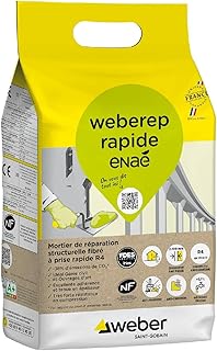 Mortier de réparation fibré à prise rapide, 5kg, WEBEREP RAPIDE, WEBER