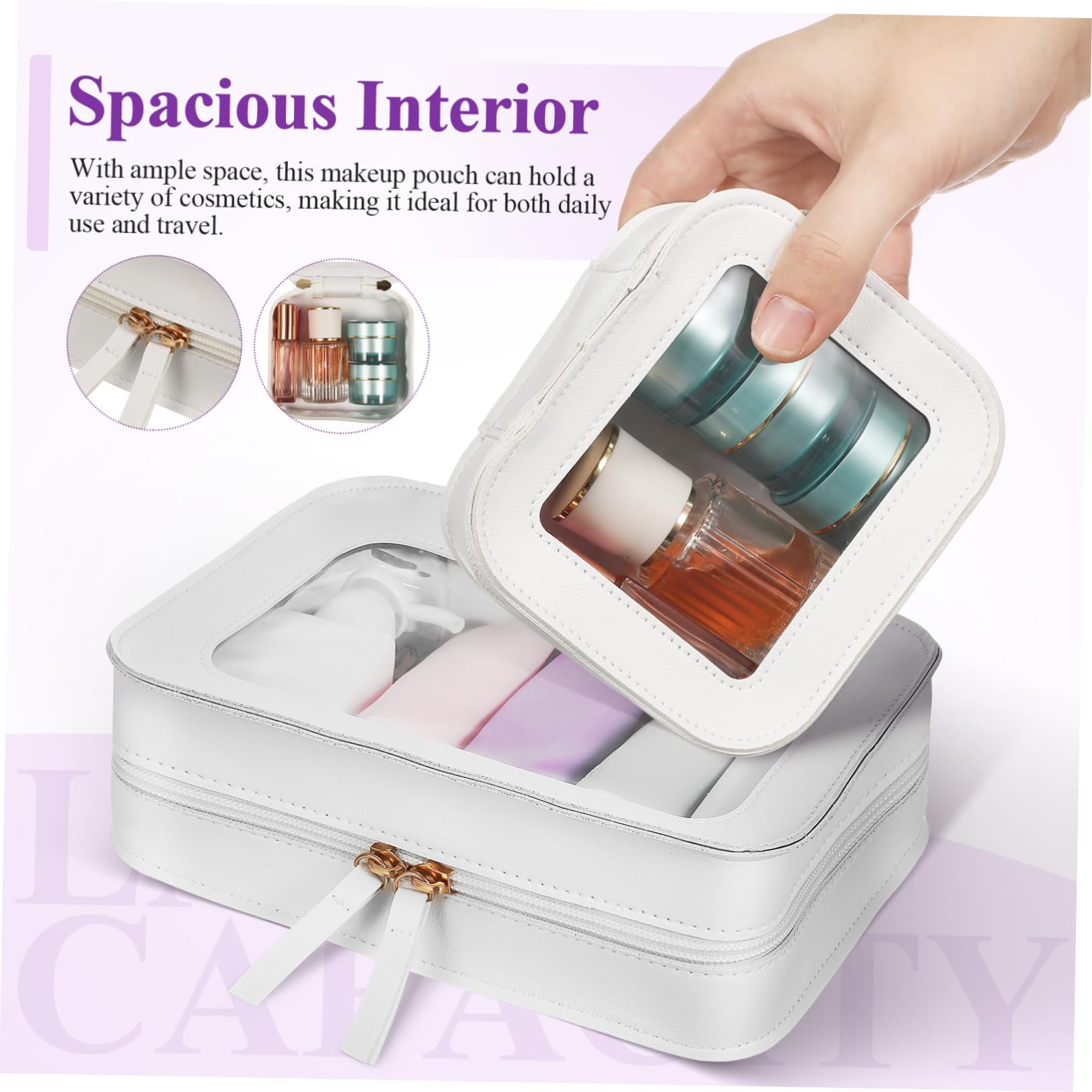FOMIYES Borsa Cosmetica Trasparente con Cerniera, 2 Pezzi, per Viaggio e Utilizzo Quotidiano