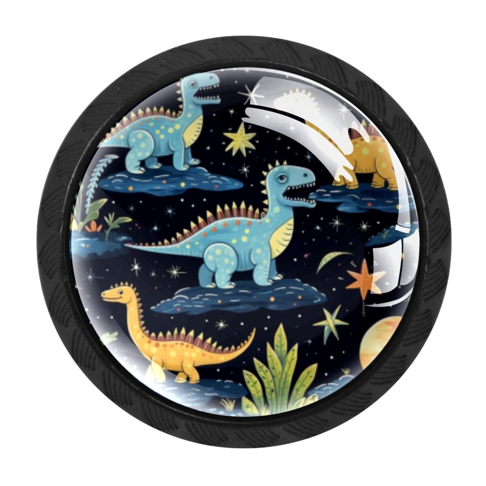 CHENZZZZ 4 Pieces Kitchen Cabinet Drawer Dresser Door Knobs Pulls Handles, Starry Dinosaur