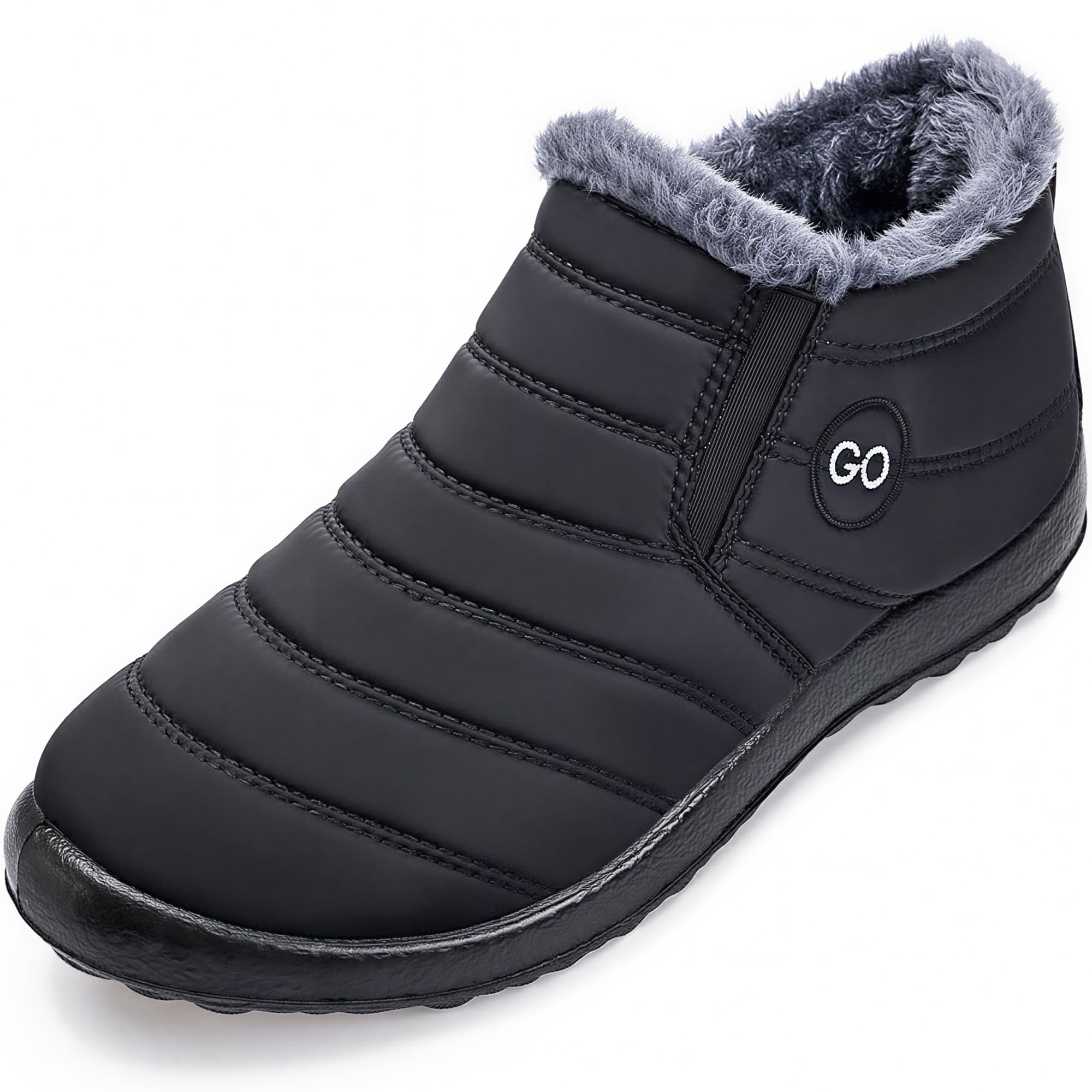 HARENCE Snow Boots for Women Winter Boot with Comfortable Warm Fur Lined Ankle Booties Outdoor Slip On Waterproof Short Boots