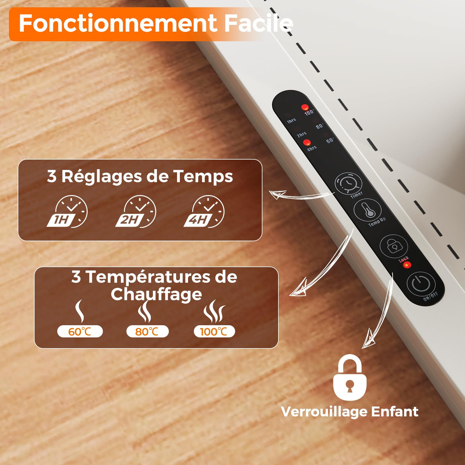 COSTWAY Chauffe Plat Électrique Pliable, Tapis Chauffant en Silicone pour Aliments, Plateau Chauffant Portable avec Température et Minuterie Réglables, pour Fêtes, Buffets, Réunions (Blanc)