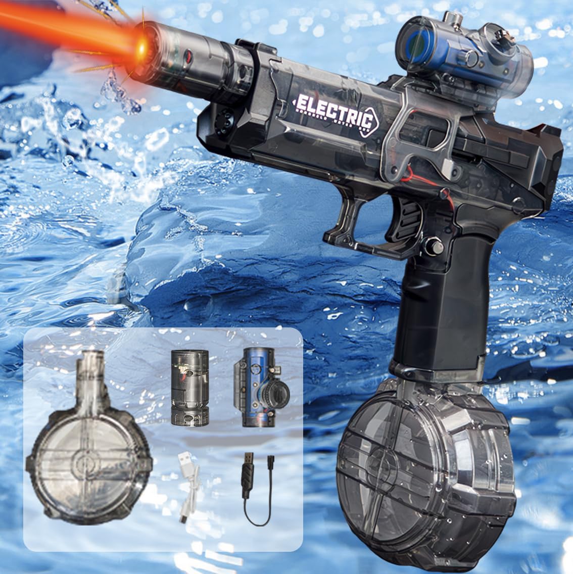 Amazon.com: Flame Light Fully Automatic Water Gun, 28-32 FT Range ...