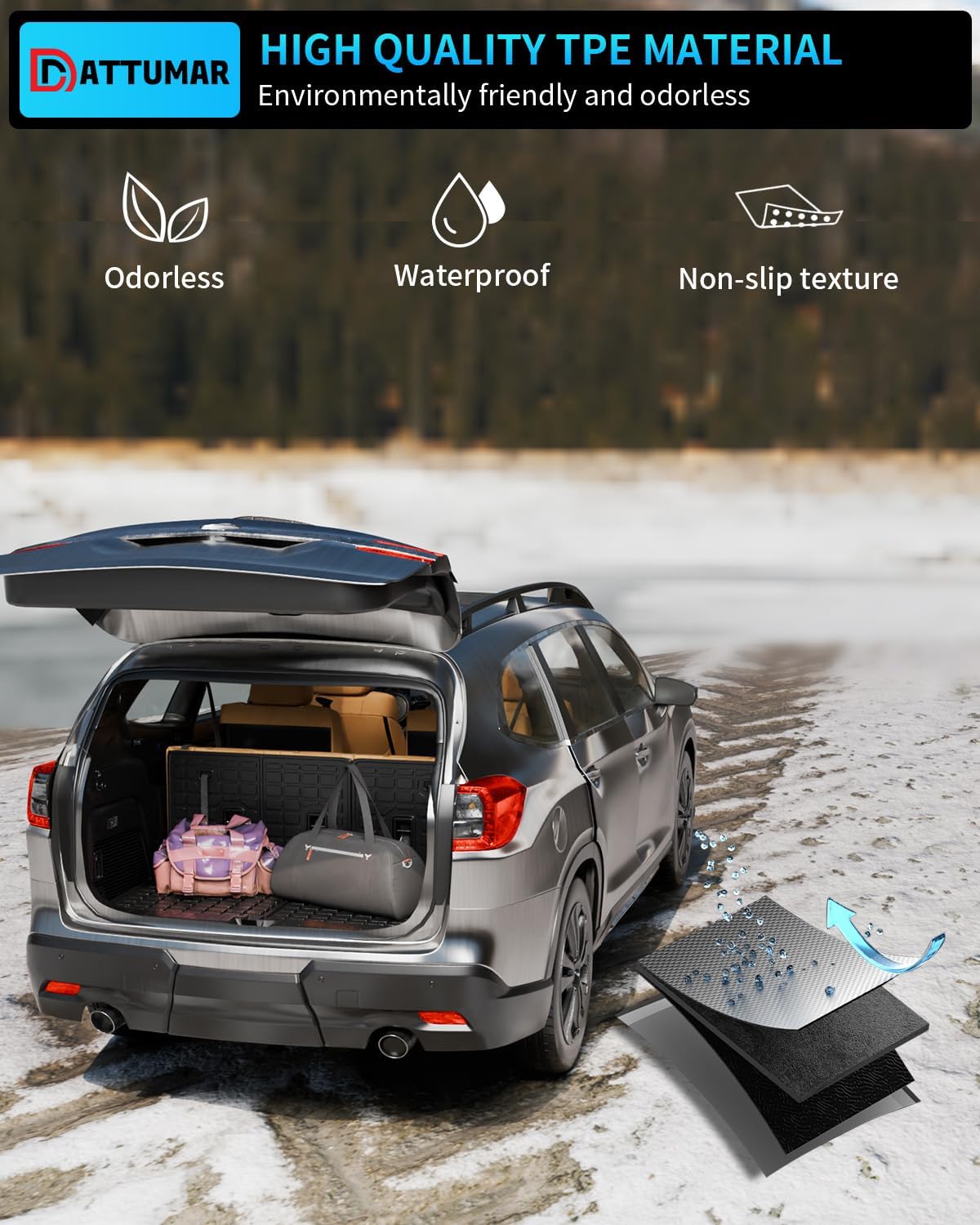 Cargo Liner Compatible with 2019-2025 2026 Subaru Ascent 7&8 Seater Cargo Mat Trunk Mat Cargo Liner All Weather Back Seat Cover 2024 Ascent Accessories (Trunk Mat+3rd Row Backrest Mats) - Image 7