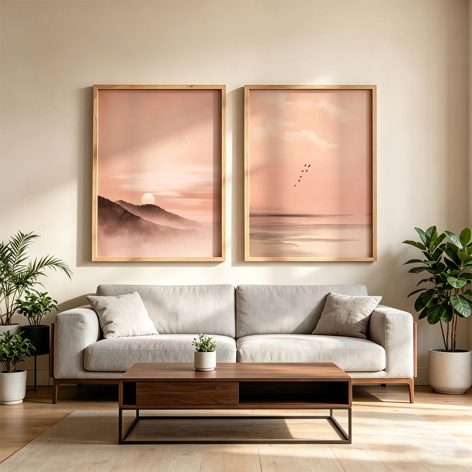JORCEDI Set of 2 Posters, Viusneun Premium Poster Set, Modern Abstract Sun and Moon Wall Art, Boho Art Wall Decor for The Living Room and Bedroom, Unframed (F,30x40cm)