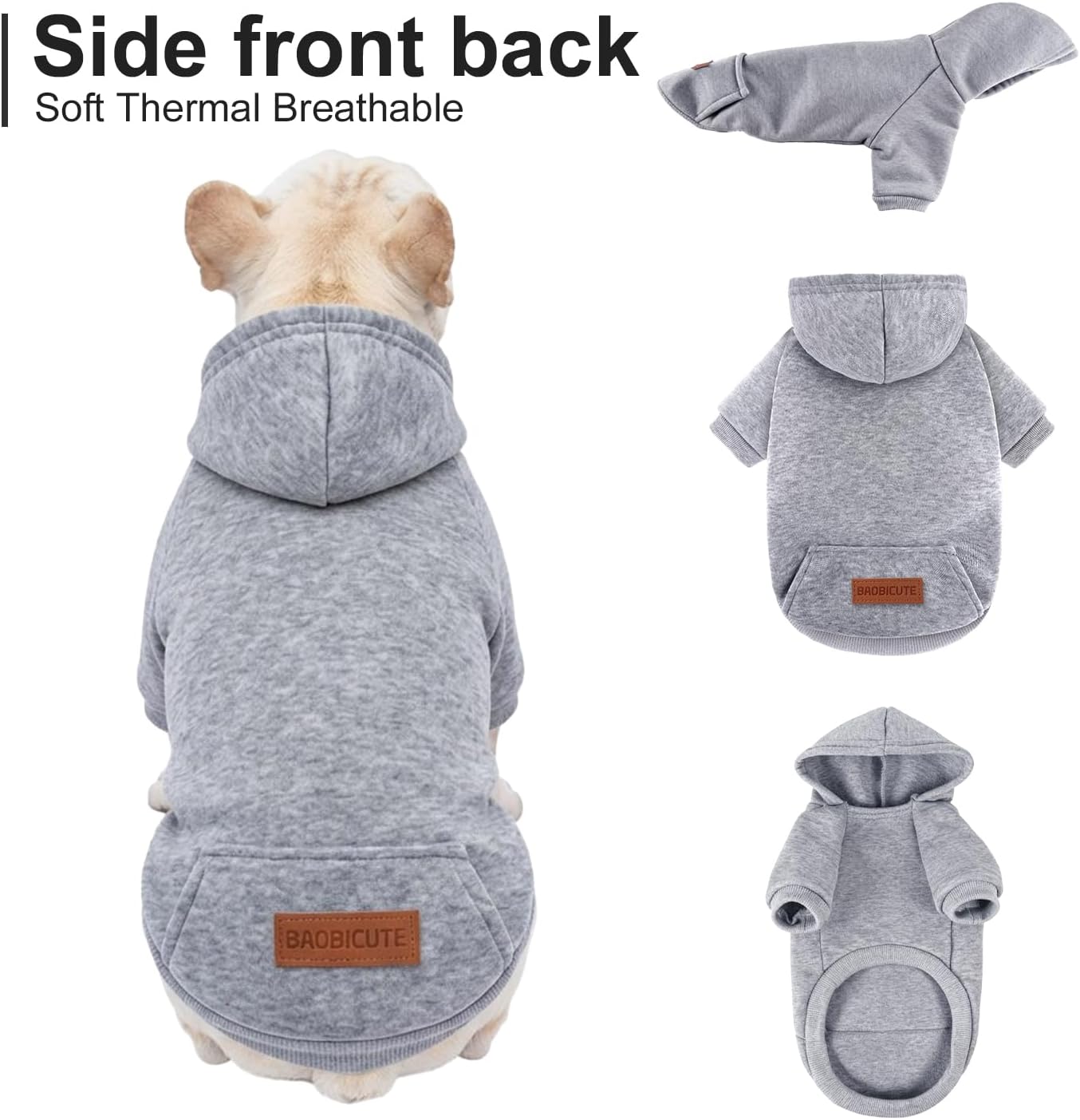 2 Pack Dog Hoodie Warm Hood Dog Sweater Cold Weather Small Dogs Sweatshirt Comfort Pet Clothes for Small Medium Dogs with Pockets Cats Chihuahua Clothes for Male Female Girl Boy Sporty Daily Wear