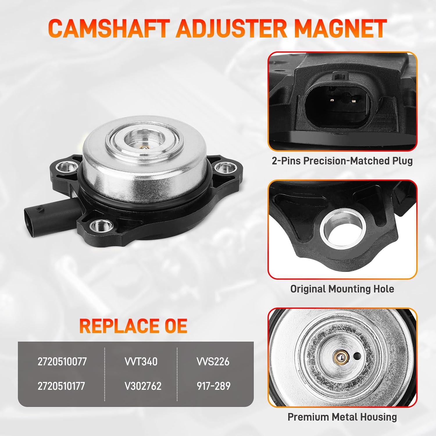 4Pcs Camshaft Position Sensor & 4Pcs Camshaft Adjuster Magnet Solenoid Kit Compatible with Mercedes-Benz C230 C250 C280 C300 C350 CLK350 CLK550 E280 E300 E350 G550 GL450 Replace#2720510077 0009050443