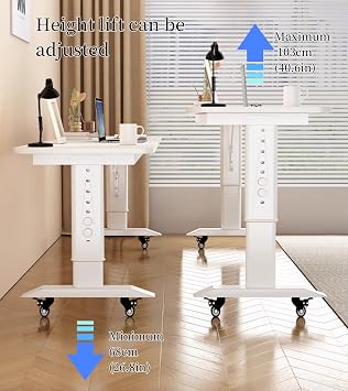 Solid Wood Overbed Desk with Wheels - Adjustable Height, Computer Table for Bed