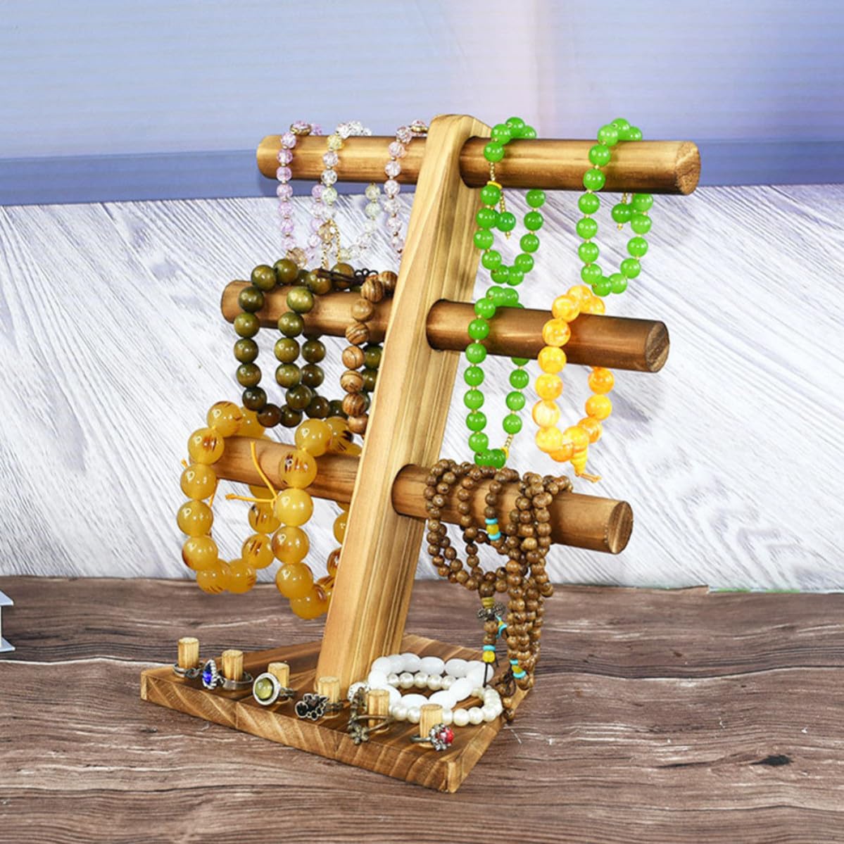 PACKOVE 3 stöckiger Schmuckständer Armbandhalter und Ringhalter zur Schmuckaufbewahrung Robust und Bruchfest für Uhrenladen und Schmuckausstellung