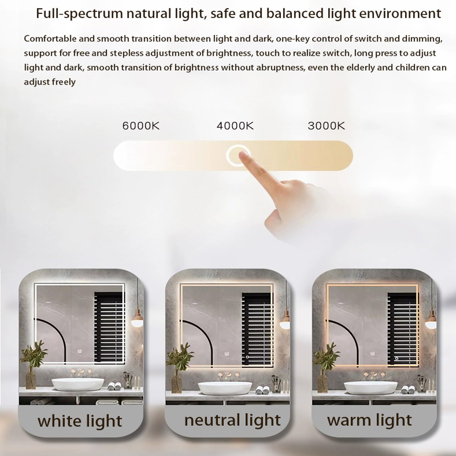 Smart - Espejo de baño LED cuadrado montado en la pared con Bluetooth, función de desempañamiento e inducción del cuerpo humano, 80 x 80 cm, mejora tu experiencia Vani