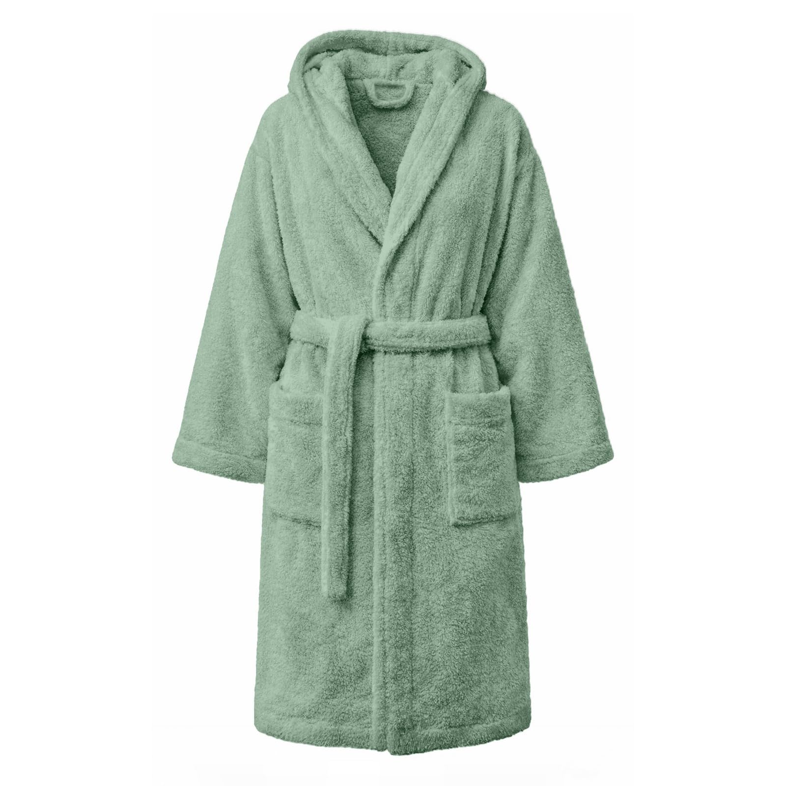 PARAMAISON Marte Accappatoio in Cotone Spugna 420 g/m² con Cappuccio – Unisex Uomo Donna, Morbido e Super Assorbente, con Tasche e Cintura, Ideale per Palestra, Piscina e Casa | Salvia XL (52-54) EU