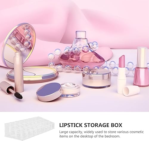 Miniatura 7 de NIYANGLE Acrylic Lipstick Holder 24-Grid Makeup Organizer Storage Case for Lip Gloss and Nail Polish Desktop Cosmetic Display Box