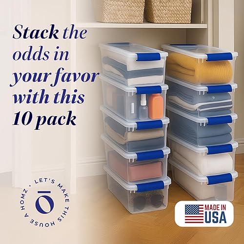 Miniatura 2 de HOMZ Contenedor apilable de plástico transparente de 75 cuartos de galón con tapa de cierre seguro para organización del hogar y la oficina paquete