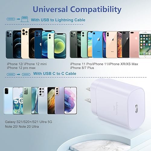 Miniatura 6 de Costyle - Bloque de carga USB C, paquete de 3 unidades de 25 W, cargador súper rápido tipo C, compatible con iPhone 15141312 Mini11 Pro