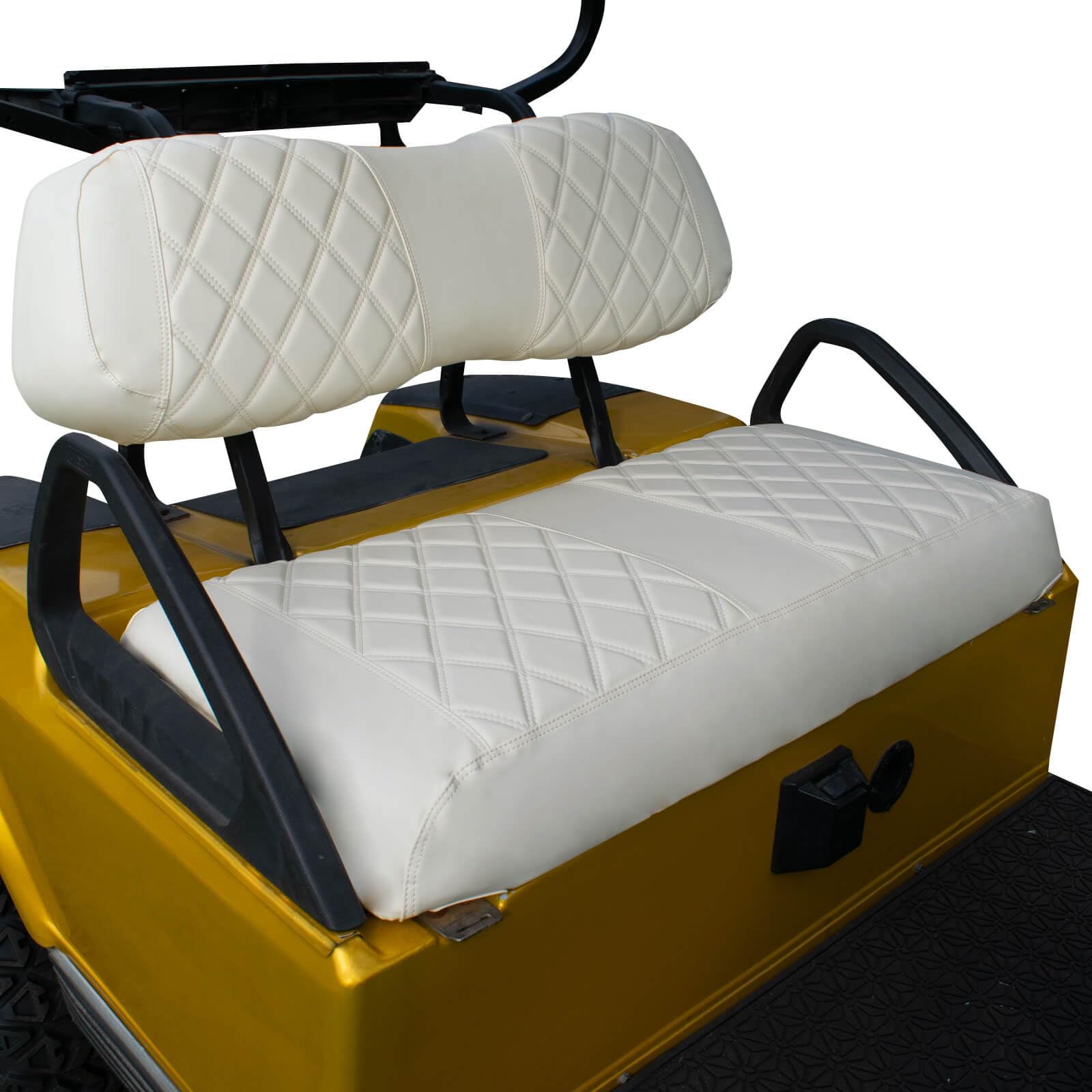 NOKINS Golf Cart Diamond Seat Covers Kit, Fit for Club Car DS OEM Ordinary Front Seat Cushion, No Nails Required & Easy to Clean, Breathable Vinyl Seat Covers (Off White)
