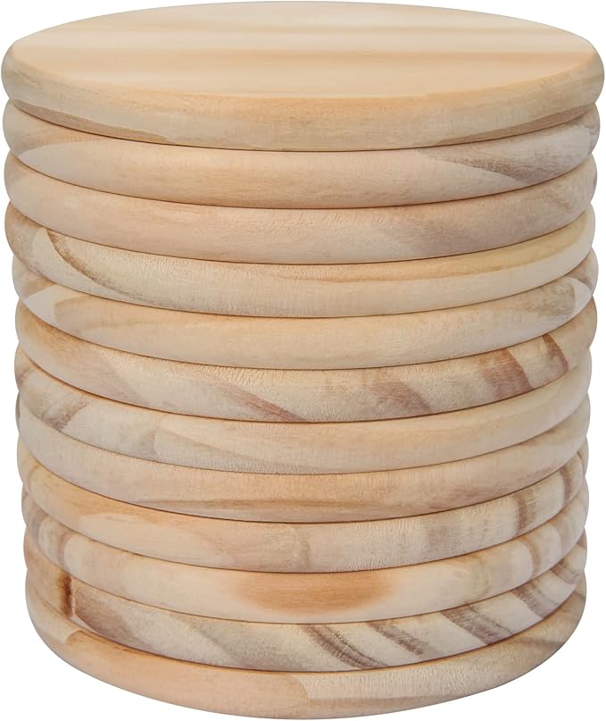 12 Pack Unfinished Wood Coasters, GOH DODD 4 Inch Round Blank Wooden