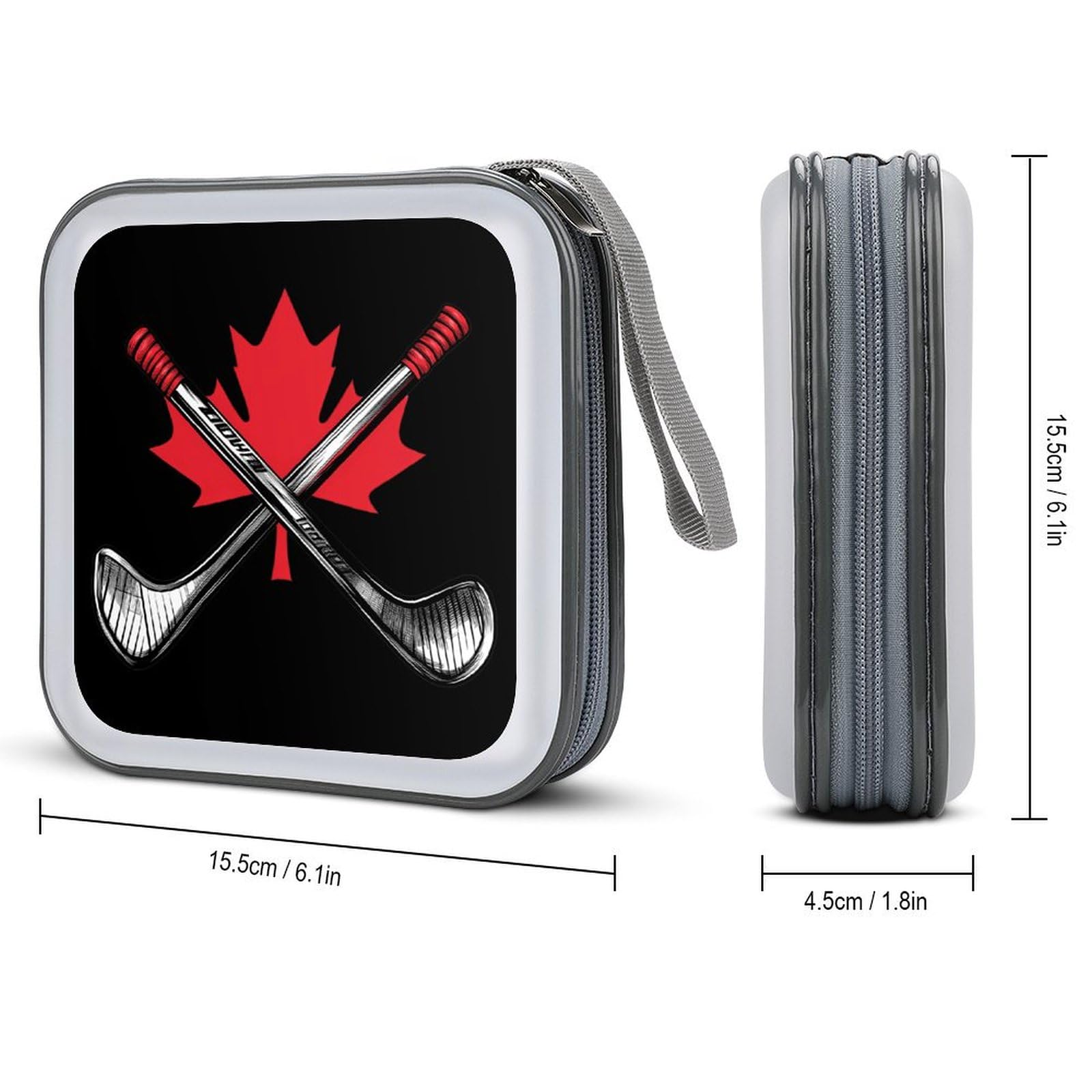 Canada Ice Hockey Maple CD Case Plastic DVD Case Holder Wallet Disc Storage Organizer for Car Travel