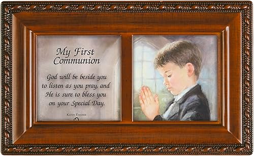 Miniatura 2 de Cottage Garden Caja de música pequeña con diseño de Dios a tu lado de la Primera Comunión con cuerda de madera que reproduce el aleluya de Handel