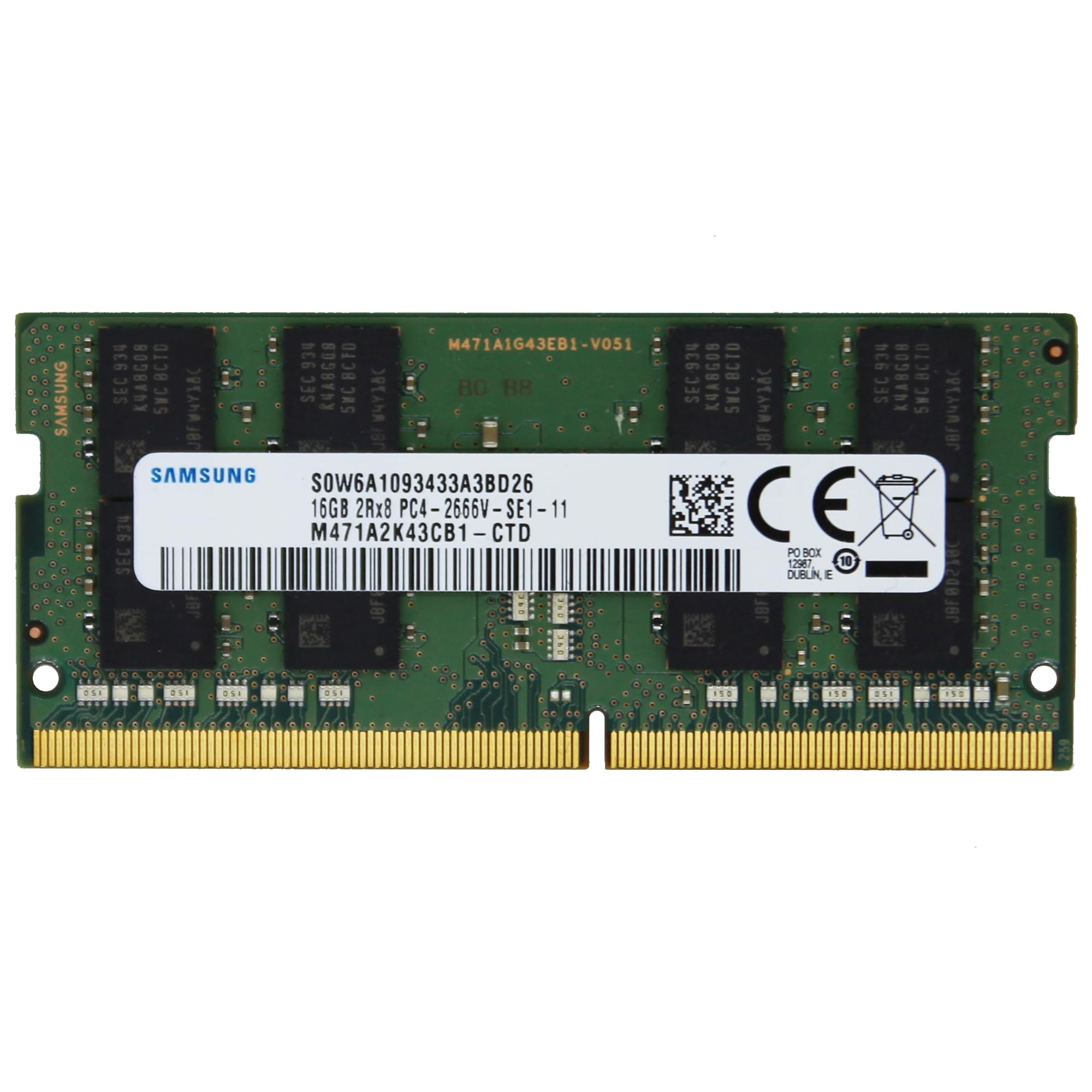 Samsung 16GB (1x16GB) DDR4 2666MHz PC4-21300 SODIMM 2Rx8 CL19 1.2v