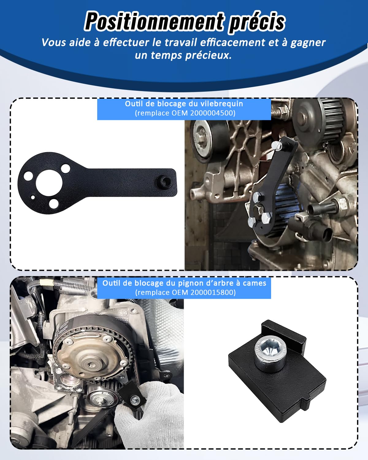 Kit d'outils de réglage Moteur Arbre à cames et Courroie de Calage Distribution Compatible avec Fiat, Alfa Romeo, Lancia 1.2 1.4 16V, T-Jet. OEM 1860985000, 1860987000, 1860992000, 2000004500