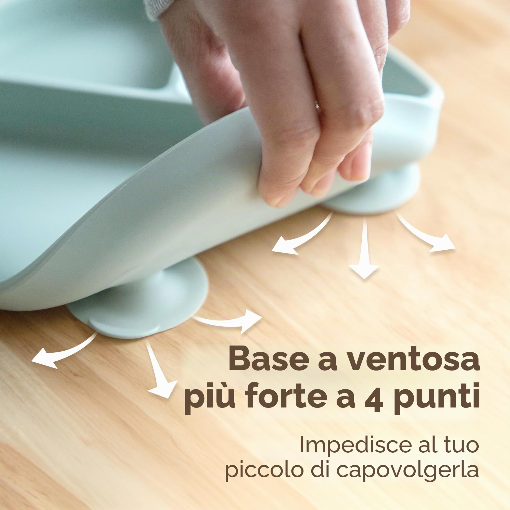 Moonkie Piatto Svezzamento Silicone, 2Psc Piatto con Ventosa per Bambini, con Cucchiaio e Forchetta, Set Pappa Svezzamento Senza BPA, per Lavastoviglie Freezer e Microonde(Menta/Azzurro)