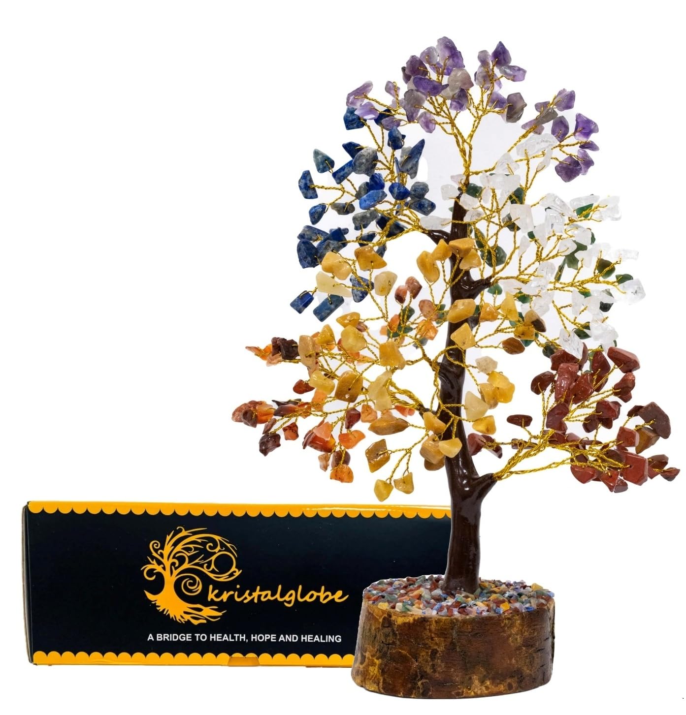 7 Chakra Healing Crystal Tree of Life 300 Gemstone Beads – Handmade Gemstone Bonsai Tree for Positive Energy, Meditation, Reiki, Feng Shui & Home Décor – Spiritual Gift for Women, Mum & Housewarming