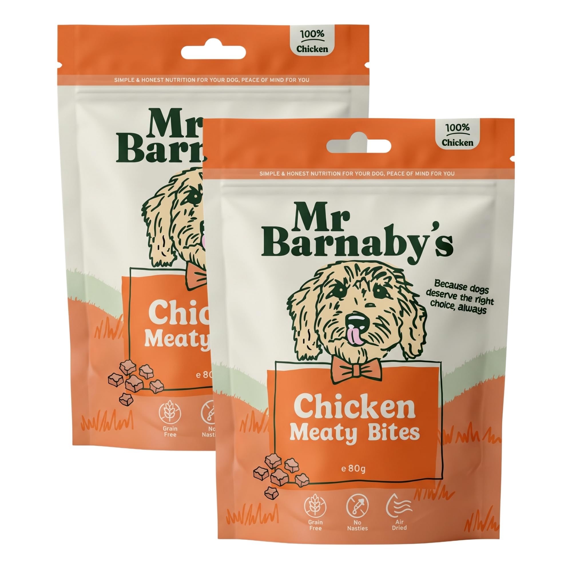 Mr Barnaby's Training Dog Treats - 100% Chicken, 2 x 80g - Hypoallergenic, Grain Free & Natural Dog Chews - Puppy Training Treats for Dogs - Air-Dried & High Protein for Puppy, Adult & Senior Dogs — image 1