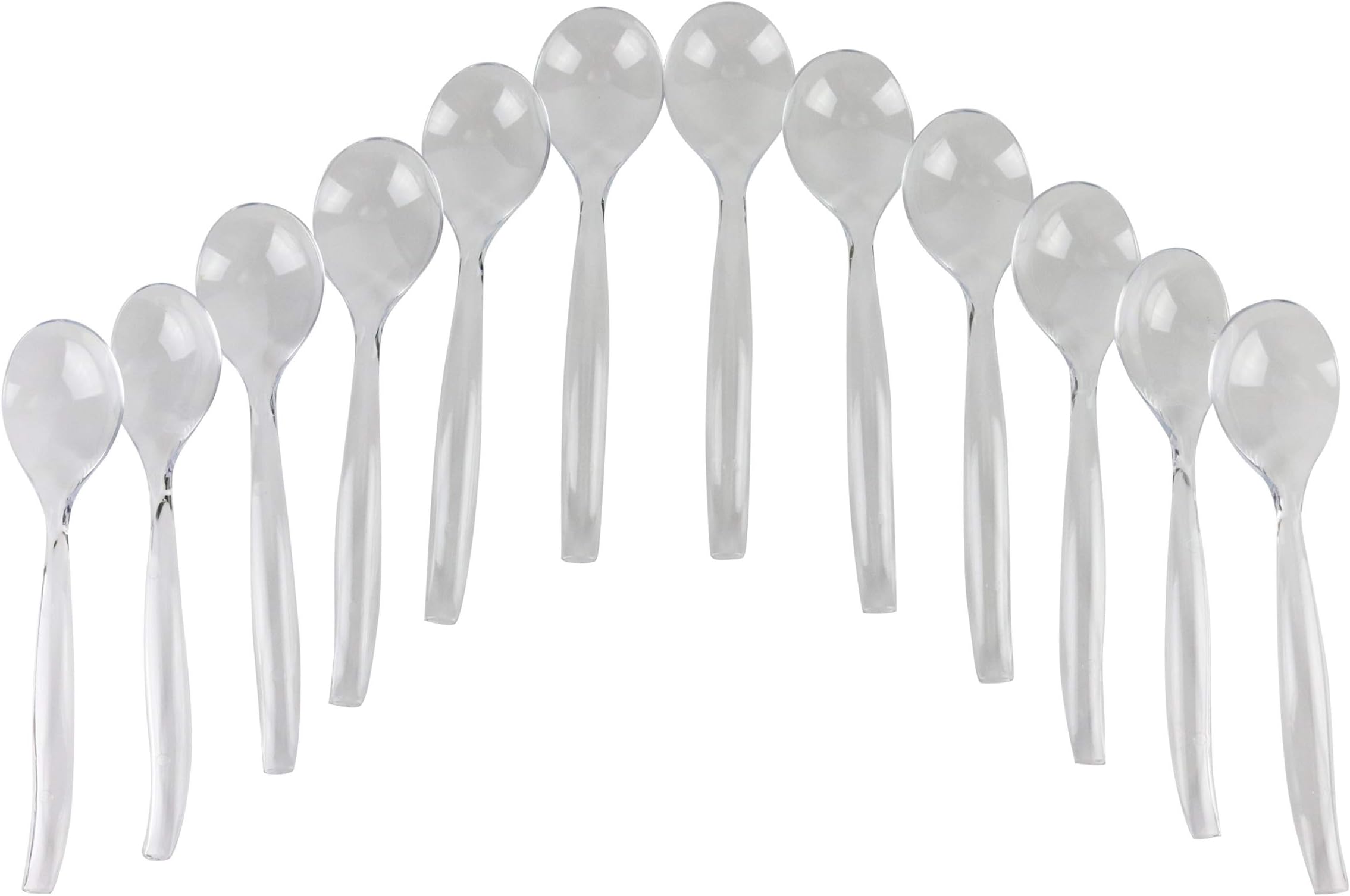 12 Pack of Premium Clear Disposable Plastic Serving Spoon