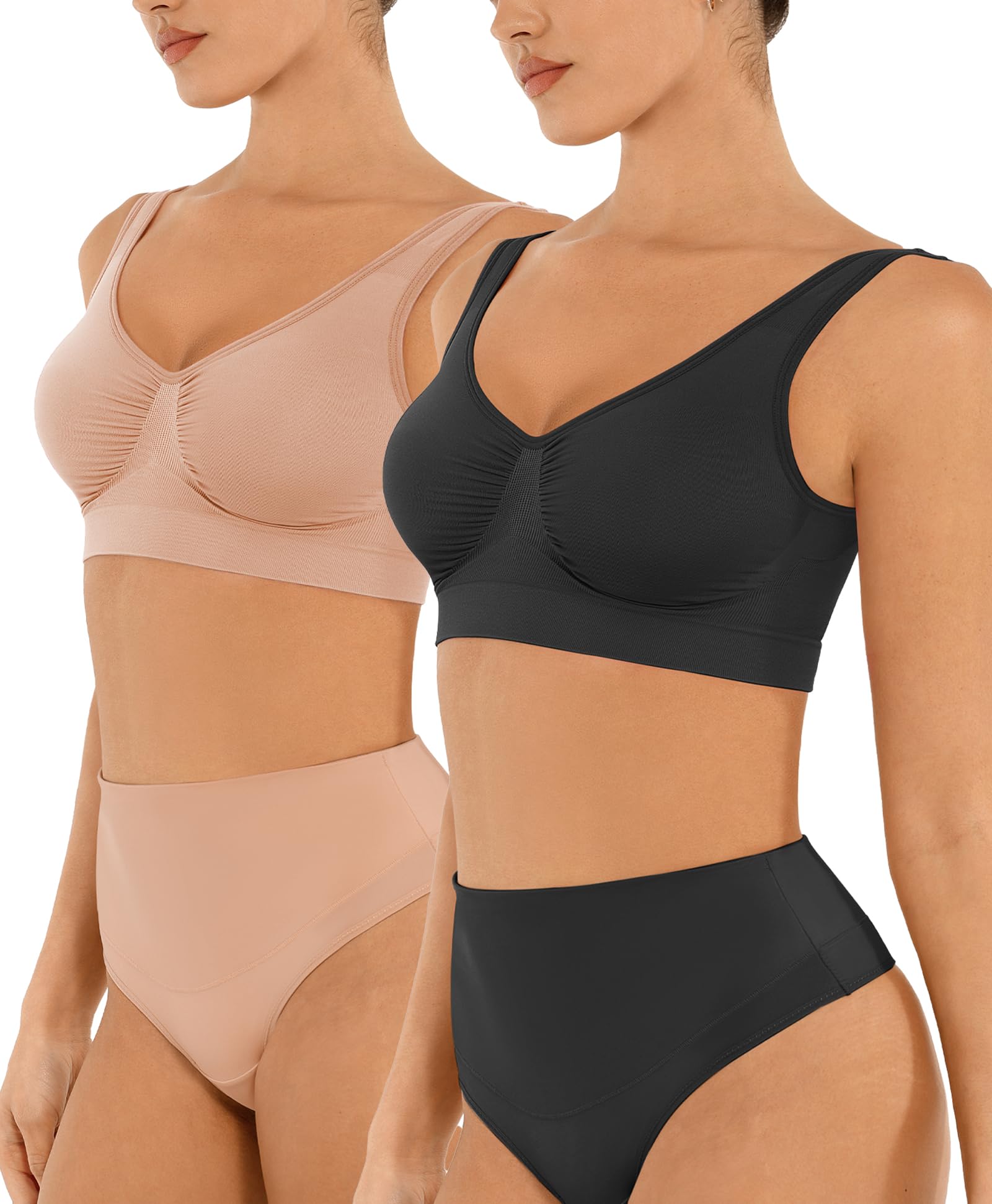 FeelinGirl Seamless Everyday Bras for Women No Underwire with Wide Straps | Full Coverage, Comfy Sleep Bra, Smooth, Wide Back Bralettes, Wireless, Buttery Soft Tshirt Bra, Unlined, No Show