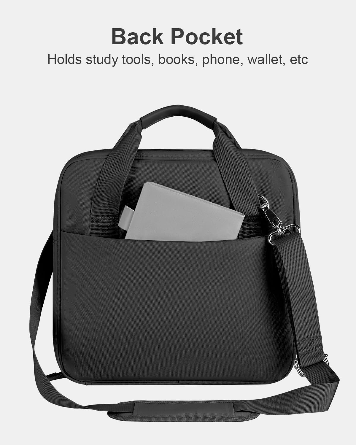 3 Inch Zipper Binder 3 Ring with Sturdy Shoulder Strap & Multi-Pocket, Binder with Zipper Holds Up to 700 Sheets for Office School, Compatible with 13” MacBook Laptop ipad(Black)