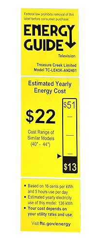 Energy Guide label for the RCA TV.
