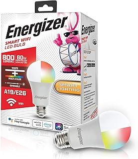 Energizer Connect Smart A19 LED White & Multi-Color RGB Light Bulb with Voice Control and Remote Access Through Your Smartphone | Compatible with Alexa and Google Assistant