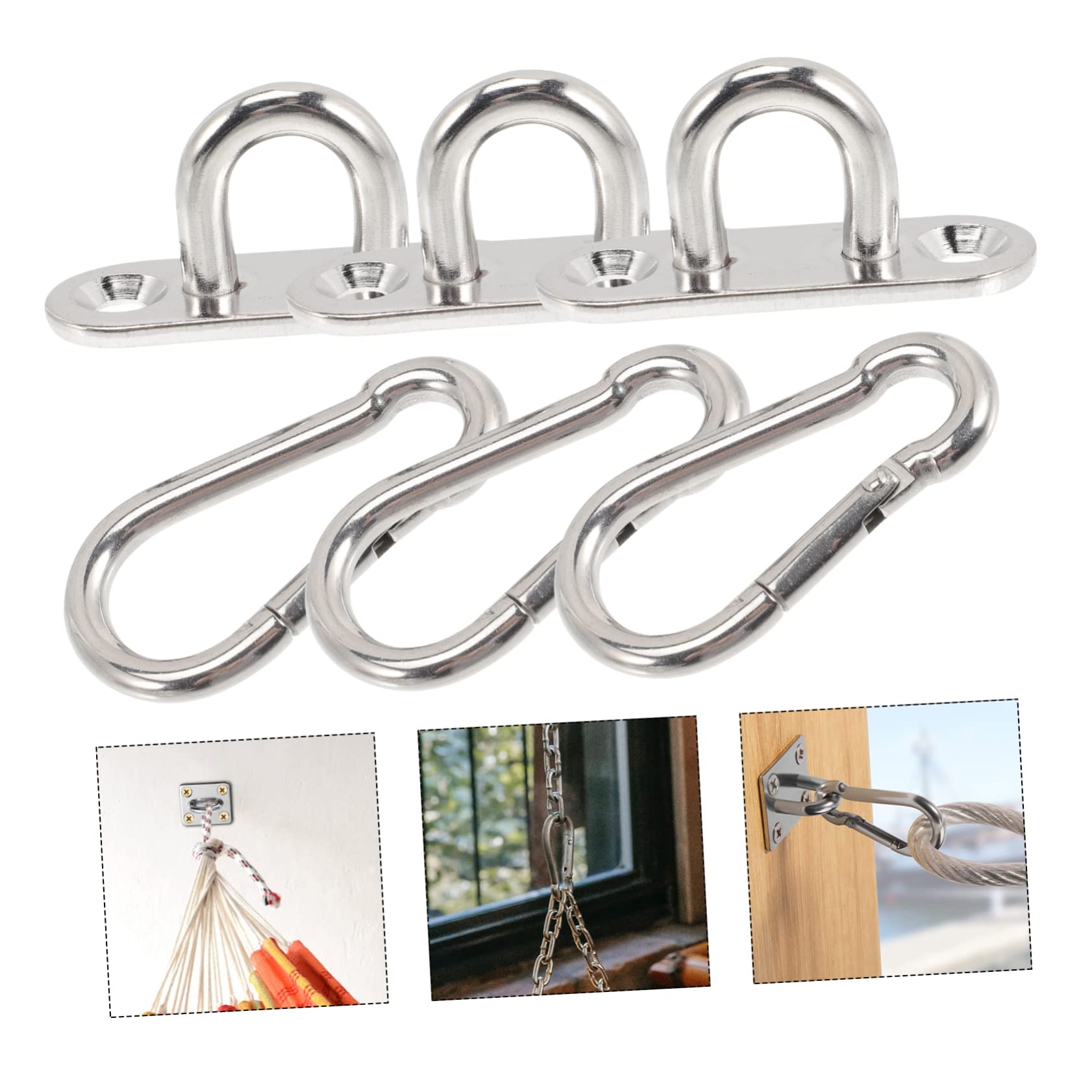 Alipis 3 Sets Hammock Hanger Strong Load-Bearing Ceiling Hooks Pad Eye Plate for Plant Lights