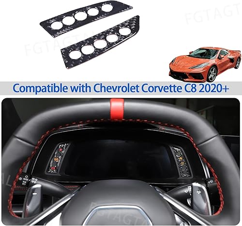 Miniatura 6 de Adhesivo de fibra de carbono real para panel de instrumentos compatible con Chevrolet Corvette C8 2020-2023, accesorios para panel de pantalla de
