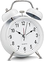 Vista 15 de Bernhard Products Reloj despertador analógico de doble campana retro de metal cobre de 4 pulgadas, cuarzo extra fuerte, funciona