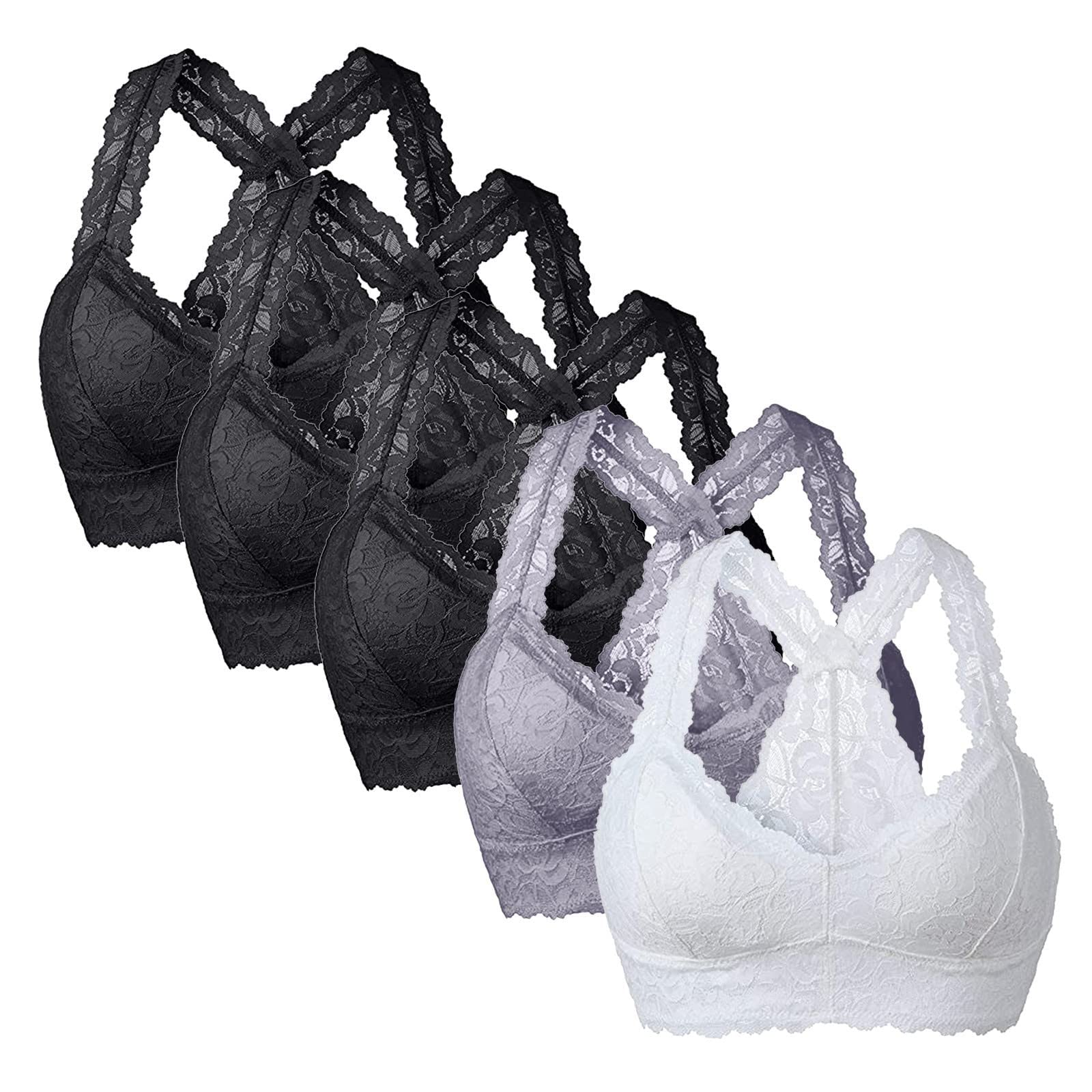 Bras for Women Large Bust High Support Seamless Everyday Bra Lace with Chest Pad Bustier Backless Bra