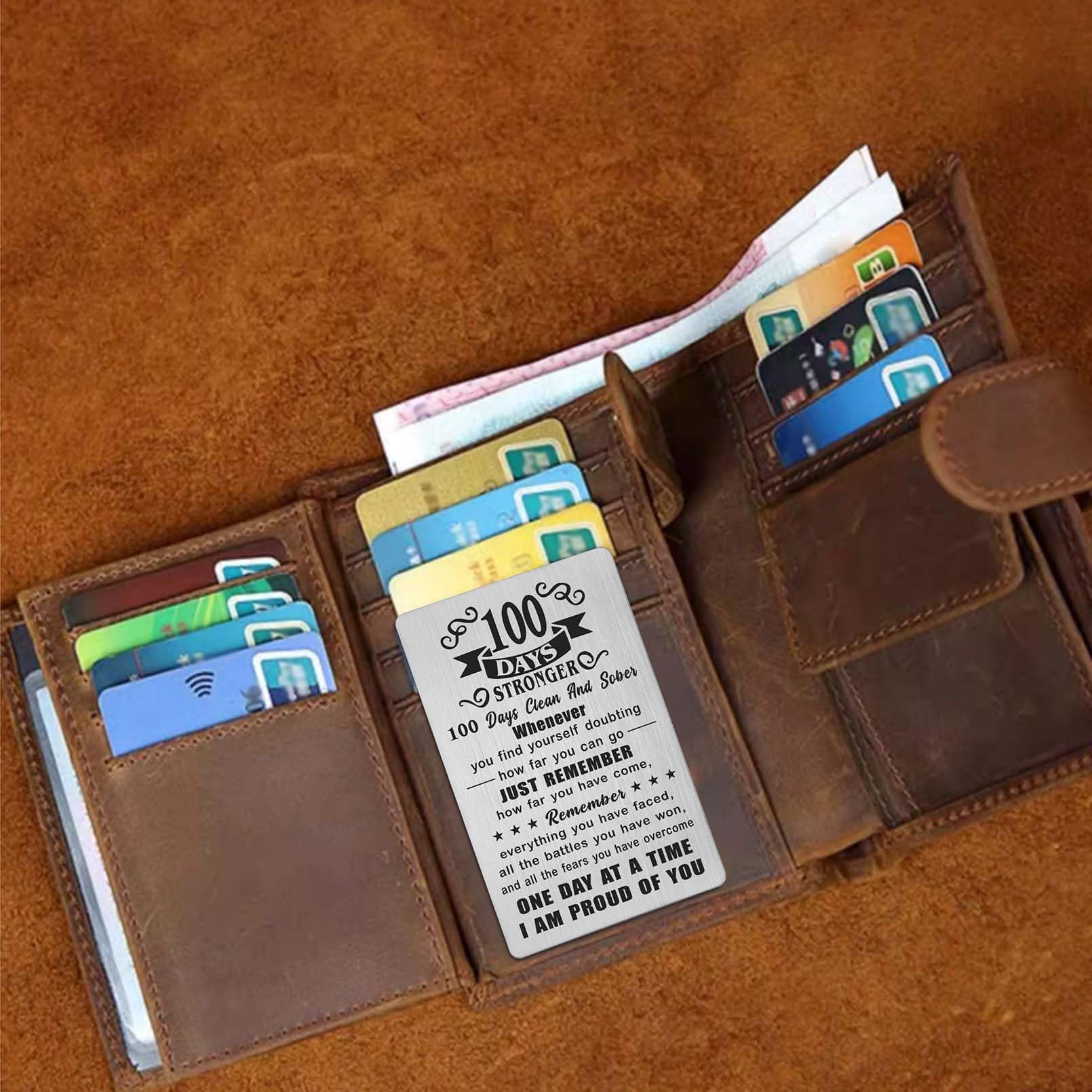 Cadeaux sobres de 100 jours – Cadeaux de sobriété AA de 100 jours pour homme et femme – Carte de 100 jours plus forts et sobres – Jeton de récupération de dépendance de 100 jours