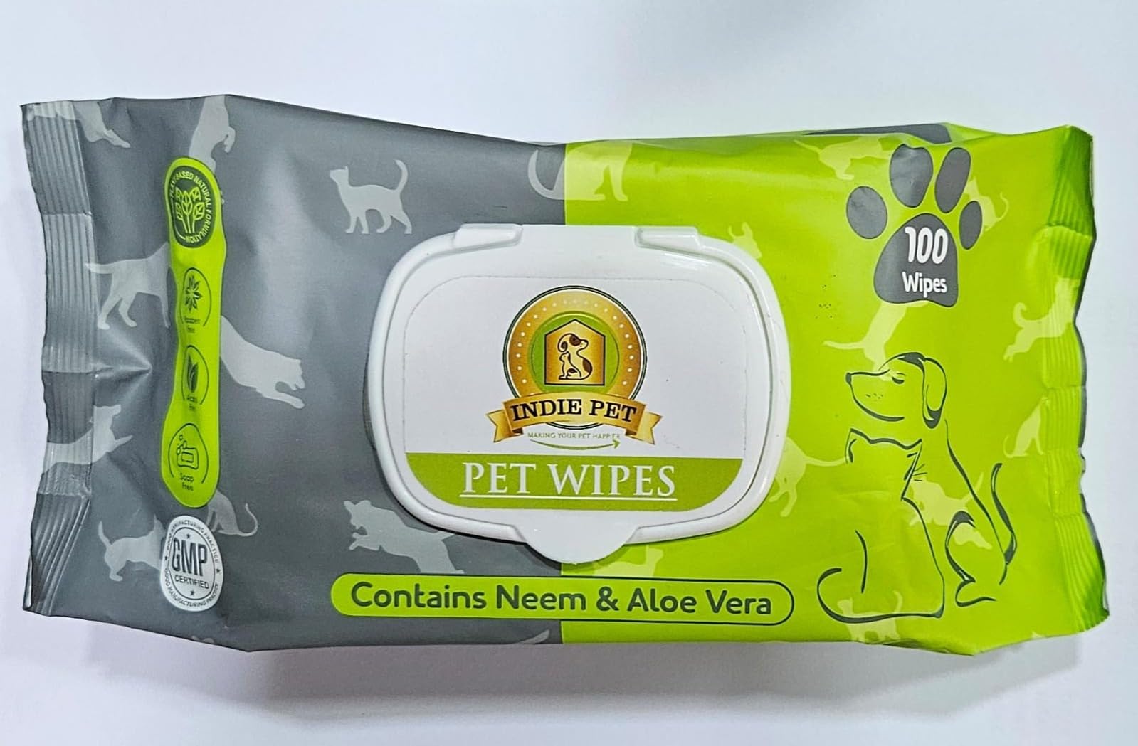 INDIE PET Dog & Cat Antibacterial Pet Wipes for Bum Body Paws Eyes & Ears 100% Biodegradable with neem & Aloe Vera Suitable for All Types of Animals for Daily Care (100 Count-(1 Pack) (B0DCC95TDX) Amazon Price History, Amazon Price Tracker
