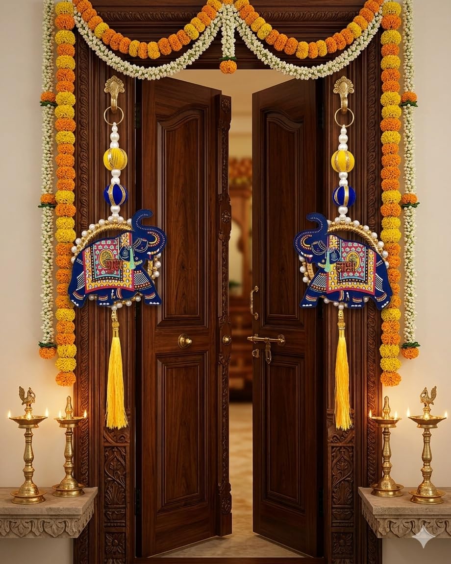 Nutts Handmade Multicolor Door Hanging | Traditional Wall Hanging Decorative Latkan Hanging Decorations Pack of 2 (Small459)-image-19