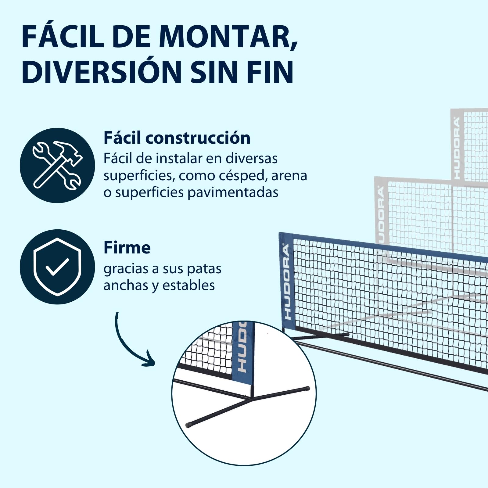 HUDORA Red Multiusos Street para Tenis y Bádminton - Exterior Regulable en Altura para Pista y Parque - Robusta e Impermeable