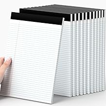 12 Pack of Legal Pads 8.5 x 11.75 College Ruled Notebook White Paper Note Pad Narrow Ruled 30 Sheets Notepads Perforated Writing Pad Clear Print 8x11 Legal Pads Pads of Paper
