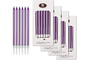 BE AN LIEVE Candles, 24-Count Birthday Candles, Long Thin Cake Candles, Slow...