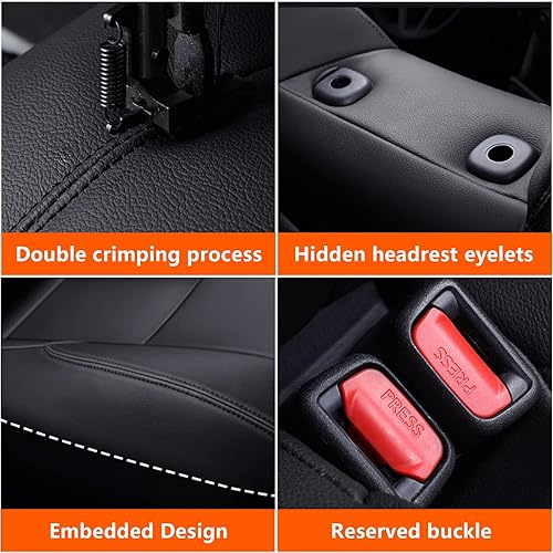 Miniatura 5 de JXAUTO - Funda de asiento de automóvil para Toyota CHR 2018-2023, de piel sintética, protector compatible con bolsa de aire, impermeable, juego