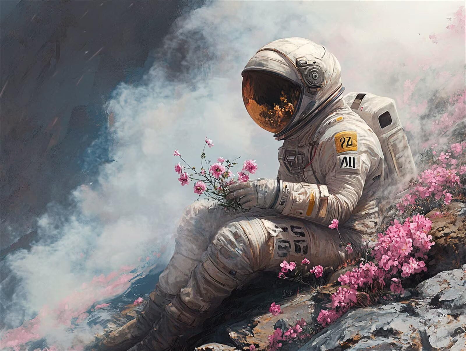 Diament Malarstwo Astronauta Diament Malarstwo Dziecko Kwiat 5D DIY Mozaika Haft Diamentowy Kompletny zestaw, Diament Rzemiosło Kryształowe Cyrkonie Haft krzyżykowy Malarstwo dla dorosłych, Dekoracja