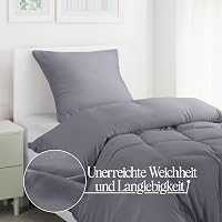 Utopia Bedding Ágynemű Szett 135x200 cm, Mikroszálas Paplanhuzat Cipzárral + Párnahuzat 80x80 cm, Szürke, Könnyen Kezelhető 4