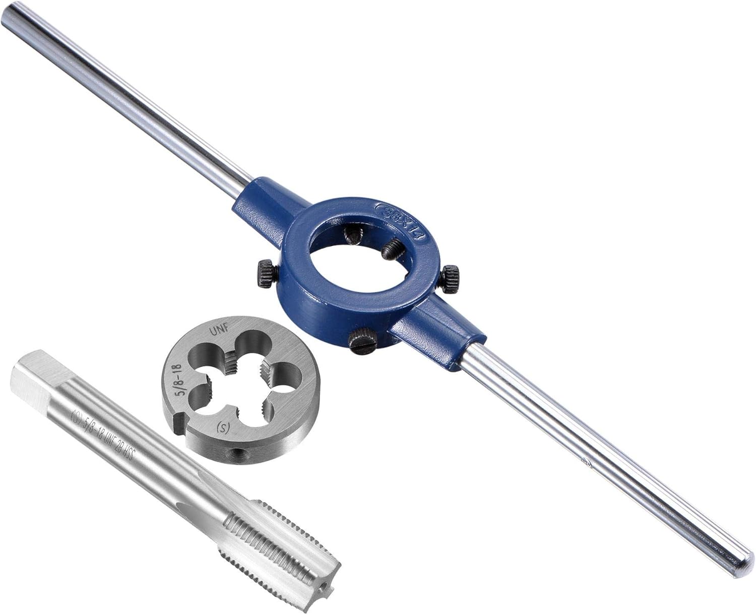 uxcell 5/818 UNF Tap and Die Set with 38mm Round Die Stock