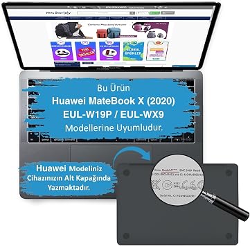 Huawei MateBook X 13 Kılıf Uyumlu Kristal Parlak Şeffaf Sert Hard Case İnce Hafif Parmak İzi Bırakmayan Koruma 2020-2021 Siyah